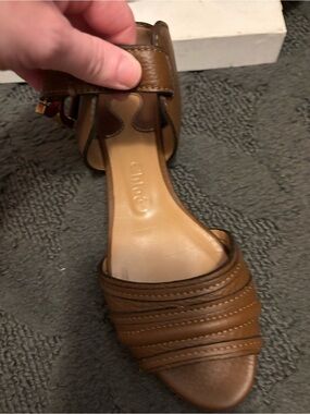 Chloe Brown Leather Strappy Open-Toe Heels